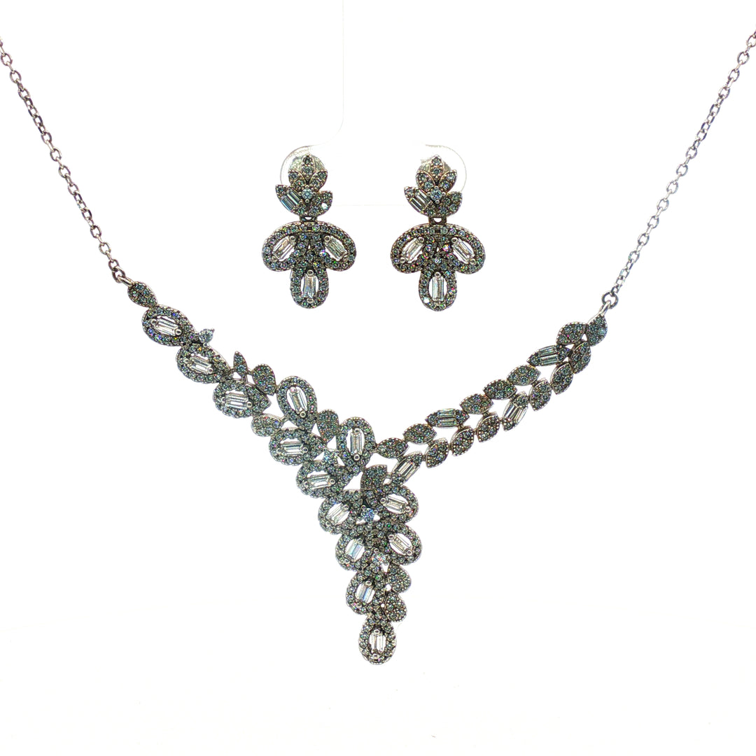 Premium 925 Silver Necklace & Earrings Set for Women