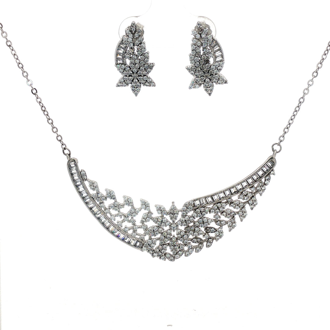 Premium 925 Silver Necklace & Earrings Set for Women