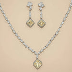 Load image into Gallery viewer, Dual Swag 925 Sterling Silver Necklace with earring Set  Studded with Cubic Zircons

