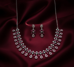 Load image into Gallery viewer, 925 Sterling Silver Pink Necklace with Earring Set Studded With Cubic Zircons
