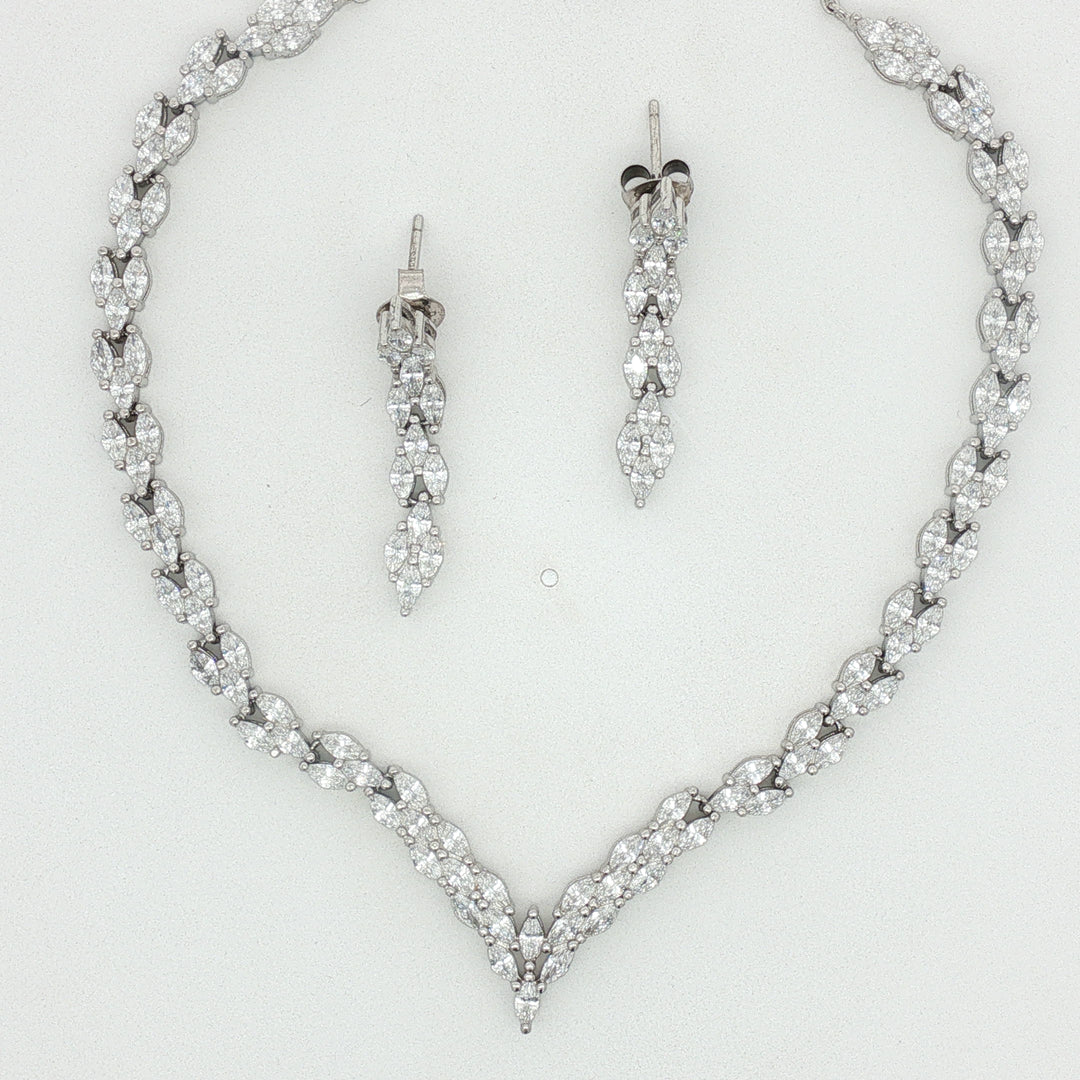Premium 925 Silver Necklace & Earrings Set for Women
