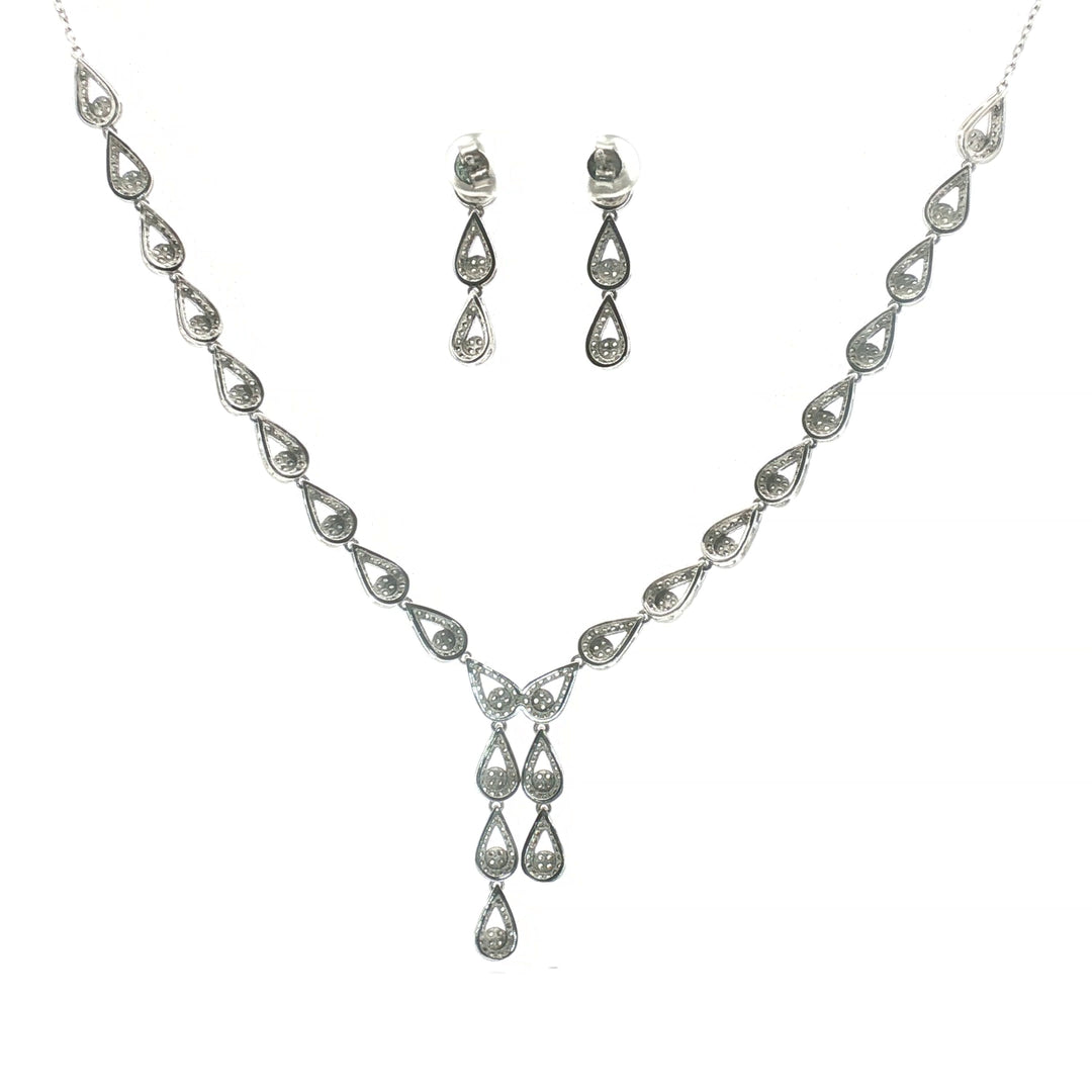 925 Sterling Silver Necklace with Earring Set Studded With Cubic Zircons