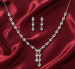 Load image into Gallery viewer, 925 Sterling Silver Necklace with Earring Set Studded With Cubic Zircons
