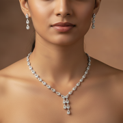 925 Sterling Silver Necklace with Earring Set Studded With Cubic Zircons