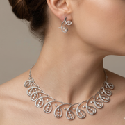 Elegant 925 Sterling Silver Necklace & Earring Set with Sparkling Cubic Zirconia