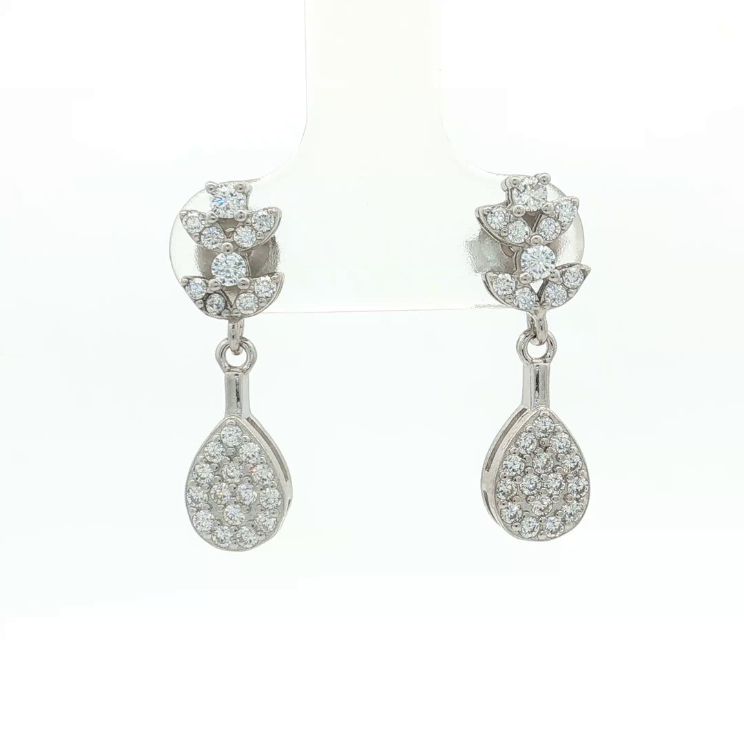 Pear Shape 925 Sterling Silver Necklace & Earrings Set with Sparkling Cubic Zirconia Stones