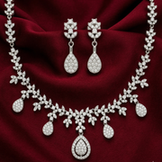 Pear Shape 925 Sterling Silver Necklace & Earrings Set with Sparkling Cubic Zirconia Stones