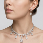 Load image into Gallery viewer, Pear Shape 925 Sterling Silver Necklace &amp; Earrings Set with Sparkling Cubic Zirconia Stones