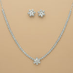 Load image into Gallery viewer, 925 Sterling Silver Necklace with Stud Earring Set Studded With Cubic Zircons
