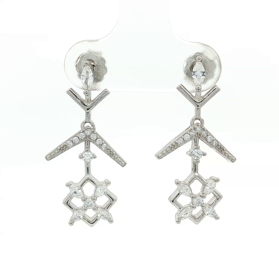 Designer 925 Sterling Silver Necklace & Earrings Set with Sparkling Cubic Zirconia Stones