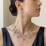 Designer 925 Sterling Silver Necklace & Earrings Set with Sparkling Cubic Zirconia Stones