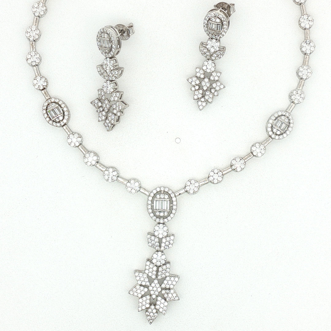 Premium 925 Silver Necklace & Earrings Set for Women
