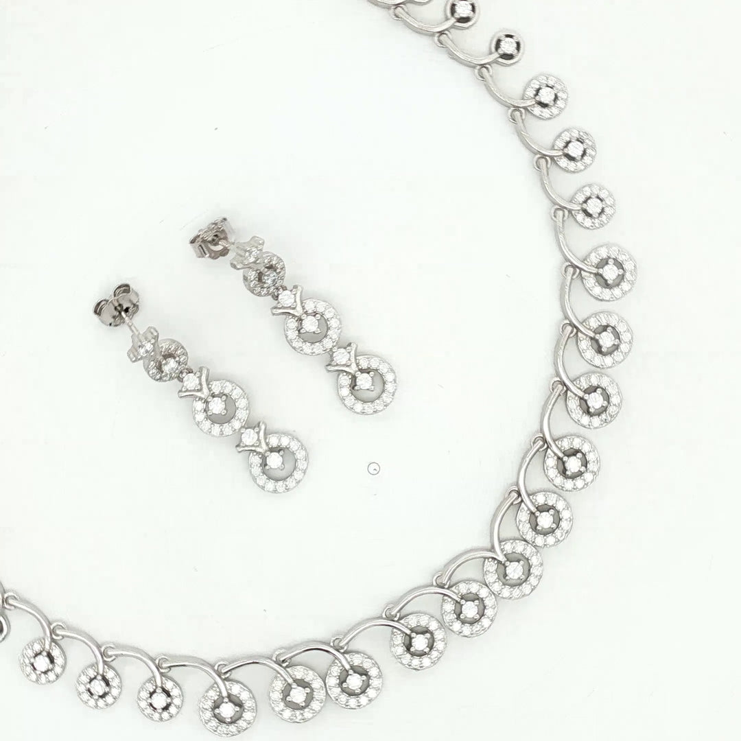 Elegant 925 Sterling Silver Necklace & Earring Set