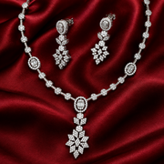 Premium 925 Silver Necklace & Earrings Set for Women