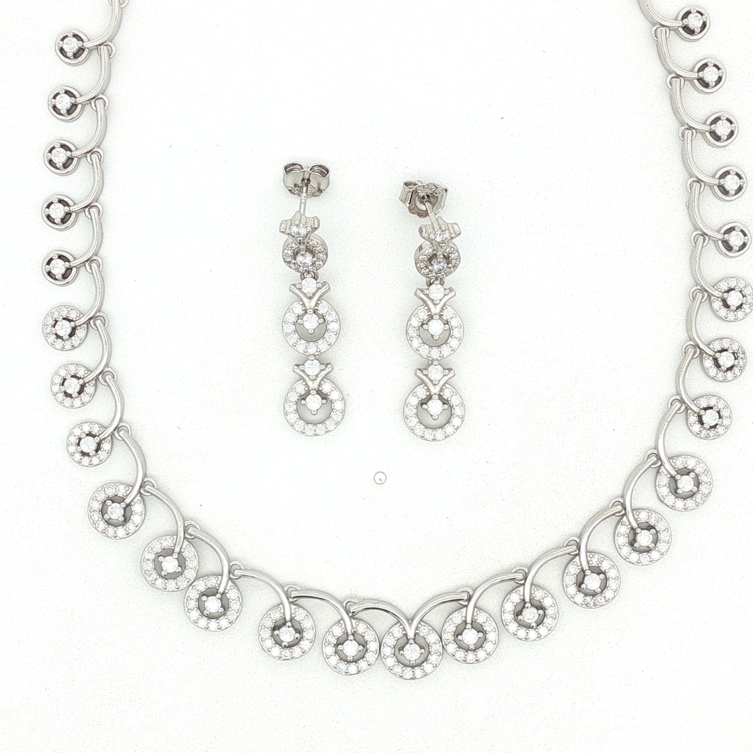Elegant 925 Sterling Silver Necklace & Earring Set