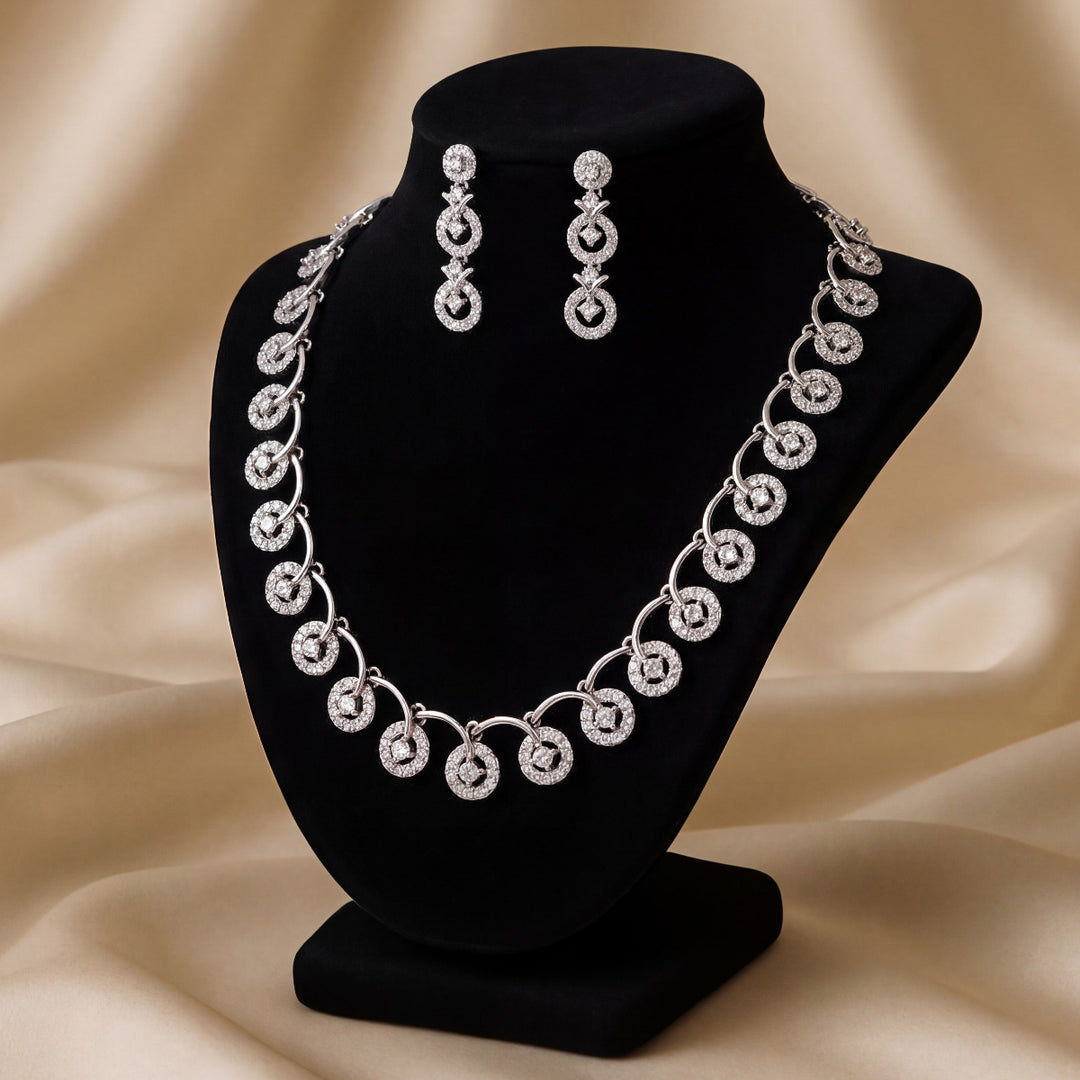 Elegant 925 Sterling Silver Necklace & Earring Set