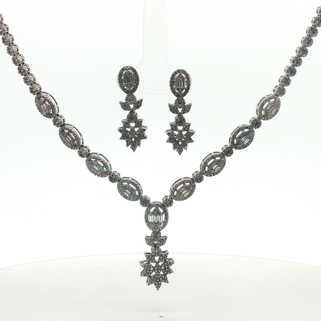 Premium 925 Silver Necklace & Earrings Set for Women