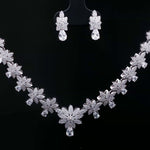 Load image into Gallery viewer, Floral 925 Sterling Silver Necklace &amp; Earrings Set with Sparkling Cubic Zirconia Stones