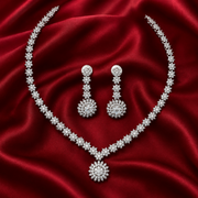 Premium 925 Silver Necklace & Earrings Set for Women