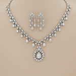 Load image into Gallery viewer, 925 Sterling Silver Necklace with Earring Set Studded With Cubic Zircons

