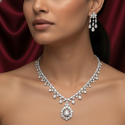 925 Sterling Silver Necklace with Earring Set Studded With Cubic Zircons