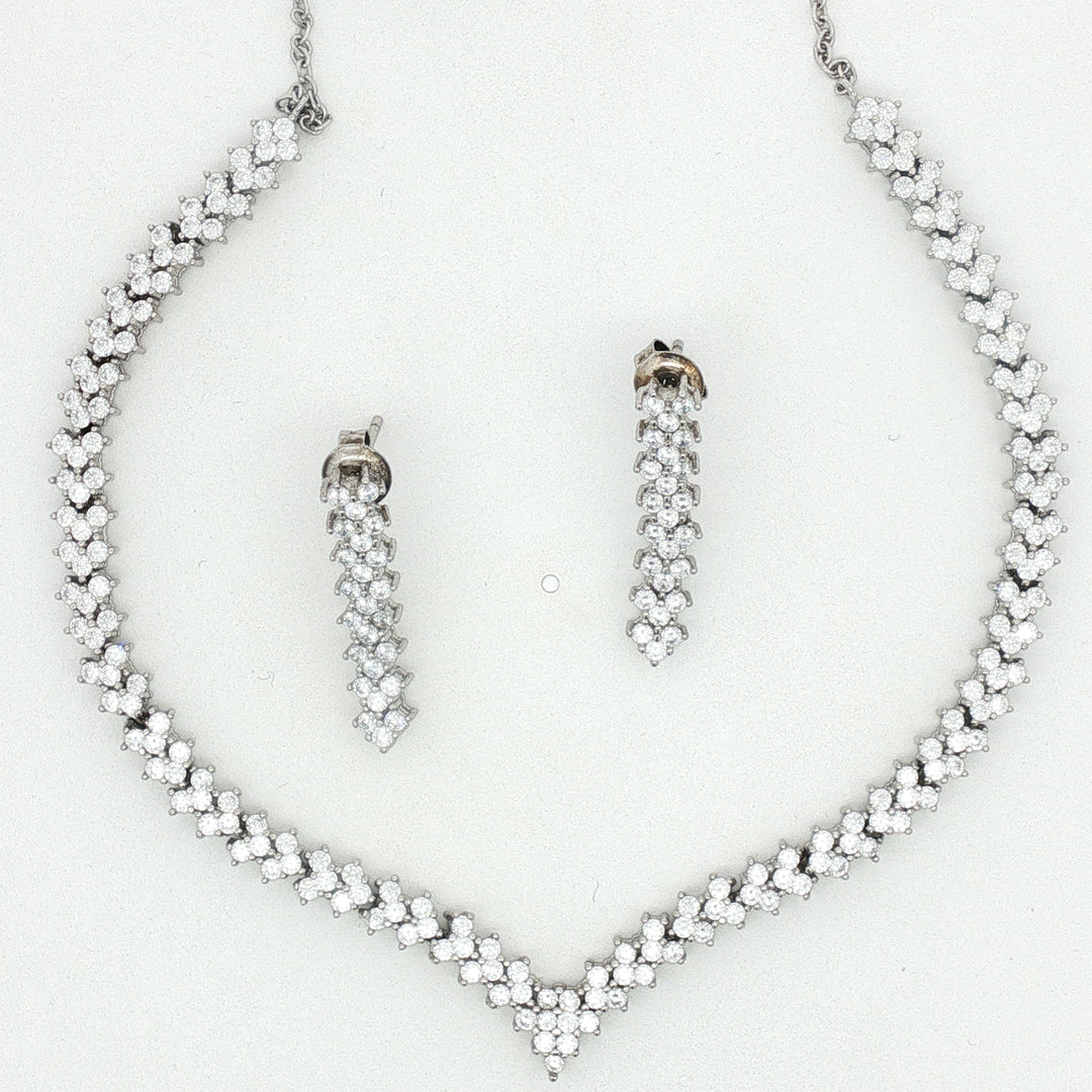 Premium 925 Silver Necklace & Earrings Set for Women