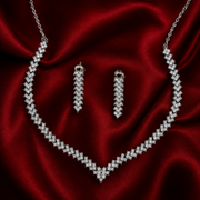 Premium 925 Silver Necklace & Earrings Set for Women