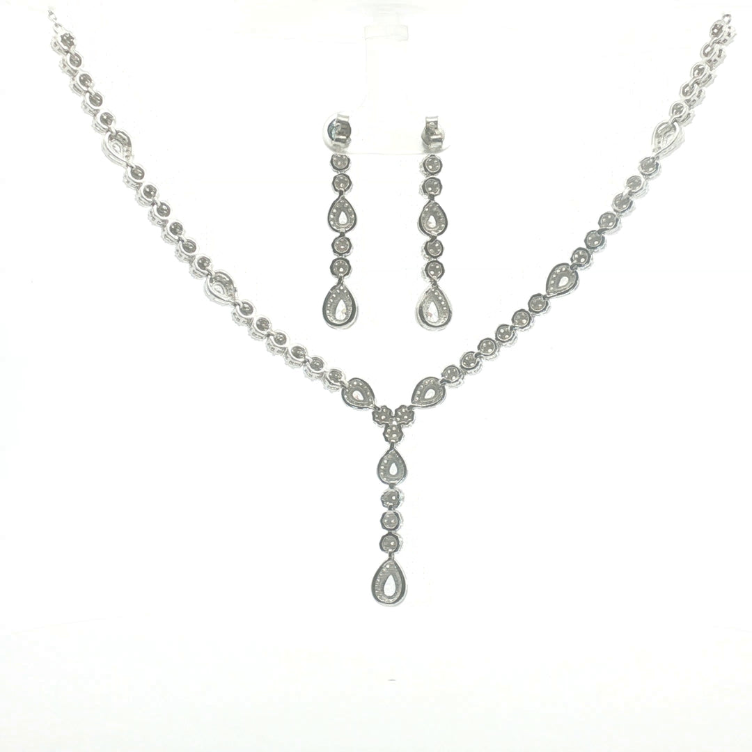 925 Sterling Silver Necklace with Earring Set Studded With Cubic Zircons