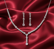 925 Sterling Silver Necklace with Earring Set Studded With Cubic Zircons