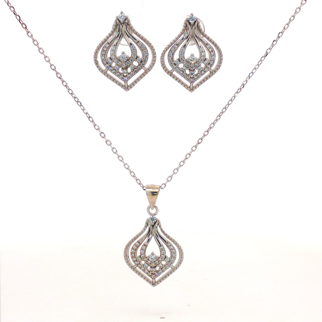 Premium 925 Silver Necklace & Earrings Set for Women