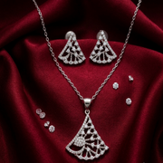 Premium 925 Silver Necklace & Earrings Set for Women