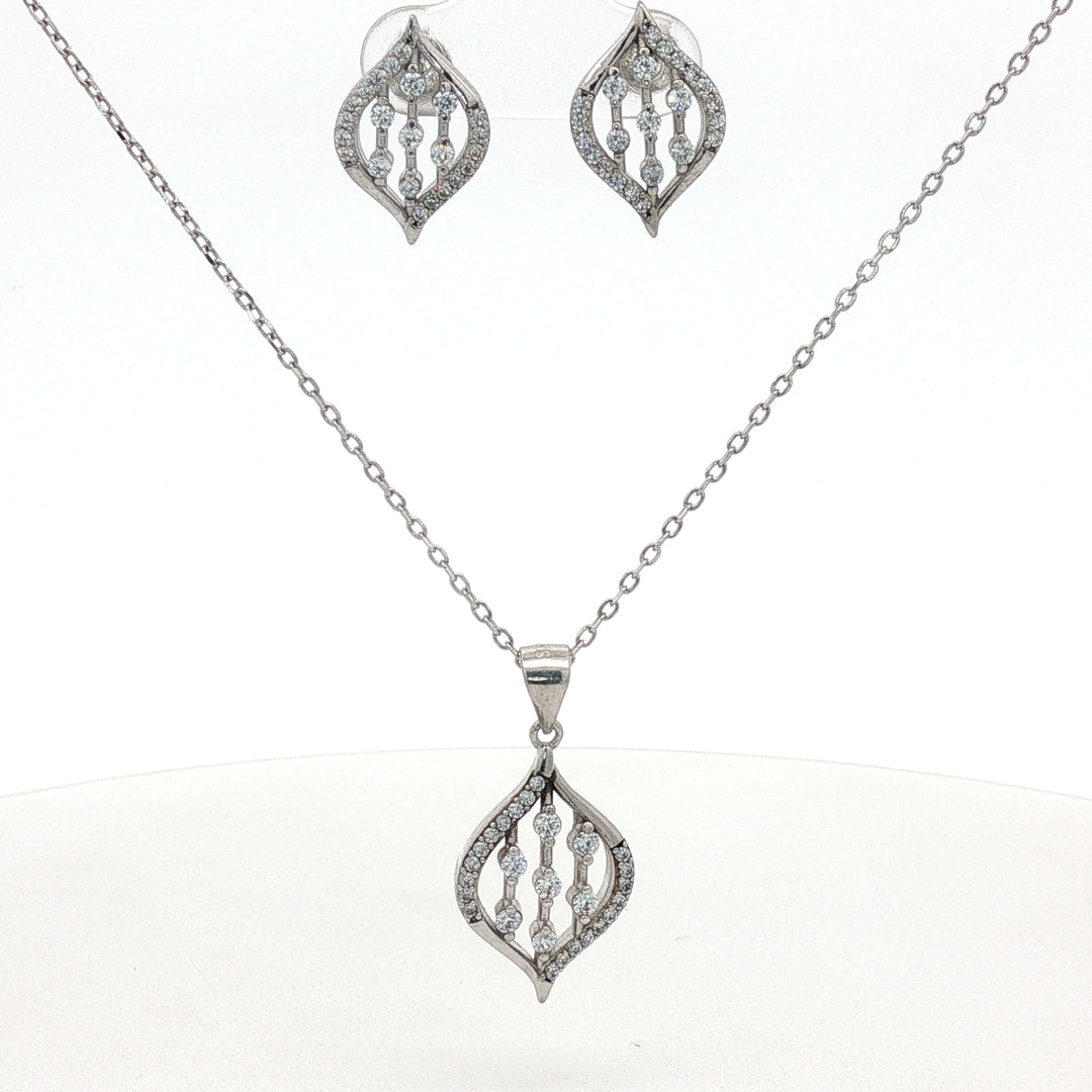 Premium 925 Silver Necklace & Earrings Set for Women