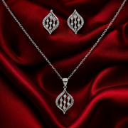 Premium 925 Silver Necklace & Earrings Set for Women