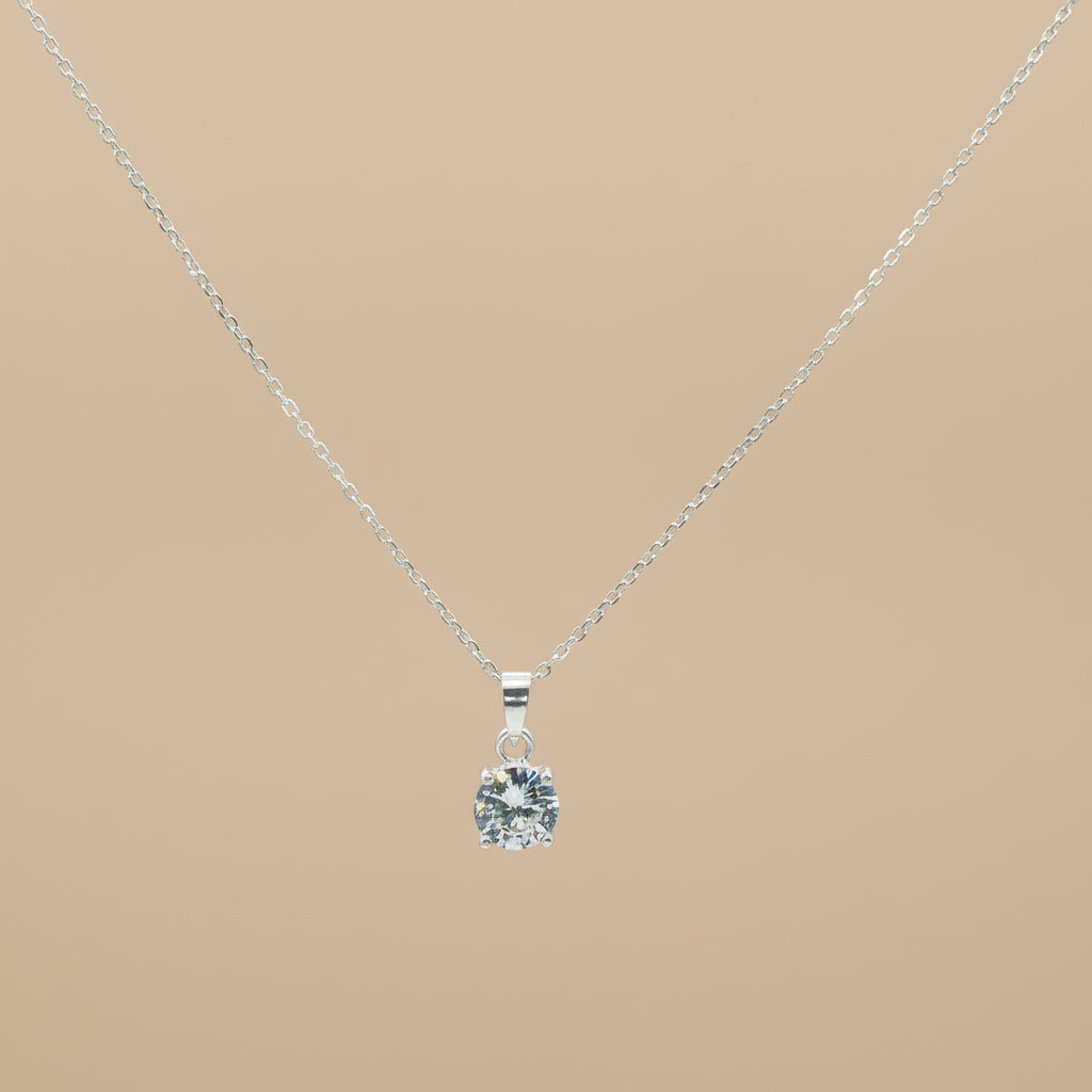 925 Sterling Silver Stud Diamond Pendant Necklace with Adjustable Length