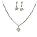 Load image into Gallery viewer, Floral 925 Sterling Silver Necklace &amp; Earrings Set with Sparkling Cubic Zirconia Stones