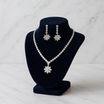 Load image into Gallery viewer, Floral 925 Sterling Silver Necklace &amp; Earrings Set with Sparkling Cubic Zirconia Stones