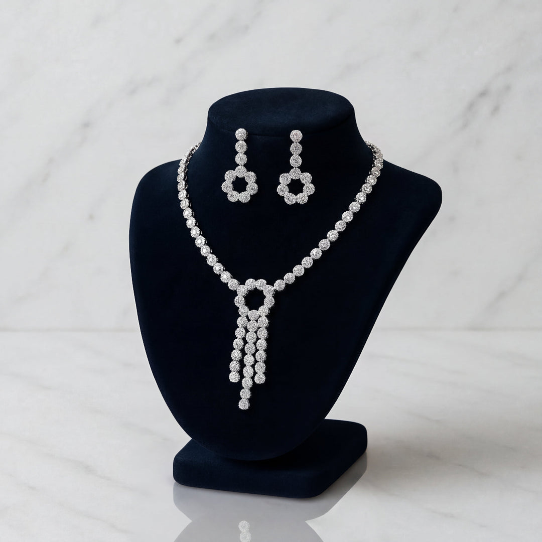 Elegant 925 Sterling Silver Necklace & Earring Set
