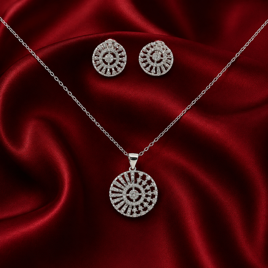 Premium 925 Silver Necklace & Earrings Set for Women