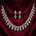 Load image into Gallery viewer, 925 Sterling Silver Designer Necklace Set with Crystal Accents