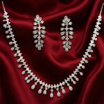 Load image into Gallery viewer, 925 Sterling Silver Designer Necklace Set with Crystal Accents
