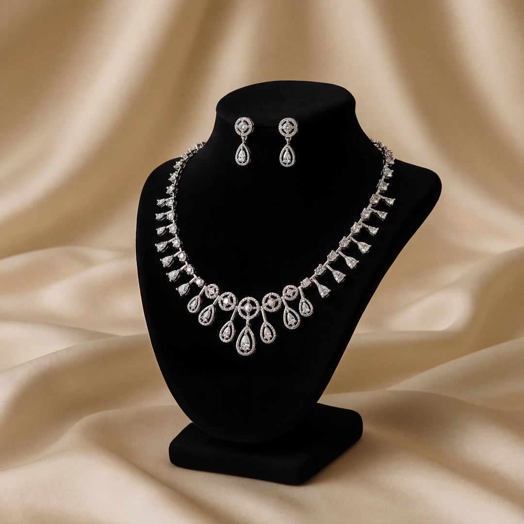 Premium 925 Silver Necklace & Earrings Set for Women
