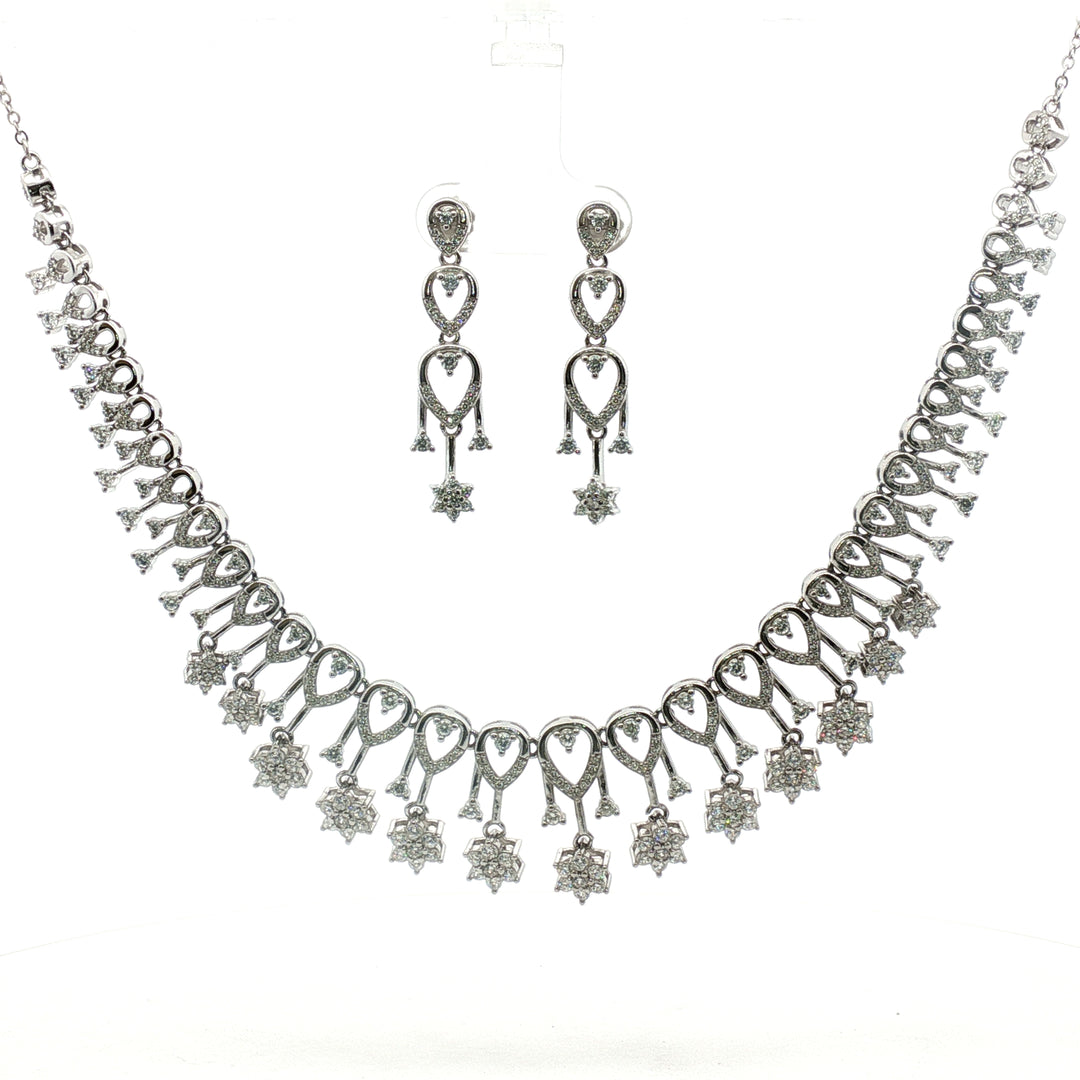 Premium 925 Silver Necklace & Earrings Set for Women