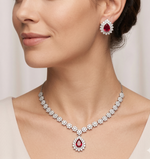 Load image into Gallery viewer, Elegant 925 Sterling Silver Necklace Set with Crystal Pendant &amp; Stud Earrings