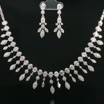 Load image into Gallery viewer, Designer 925 Silver Necklace Set with Sparkling Dangling Drops