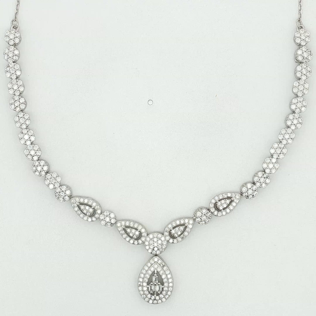 Pear Shape Timeless 925 Silver Necklace & Earrings Set for Women