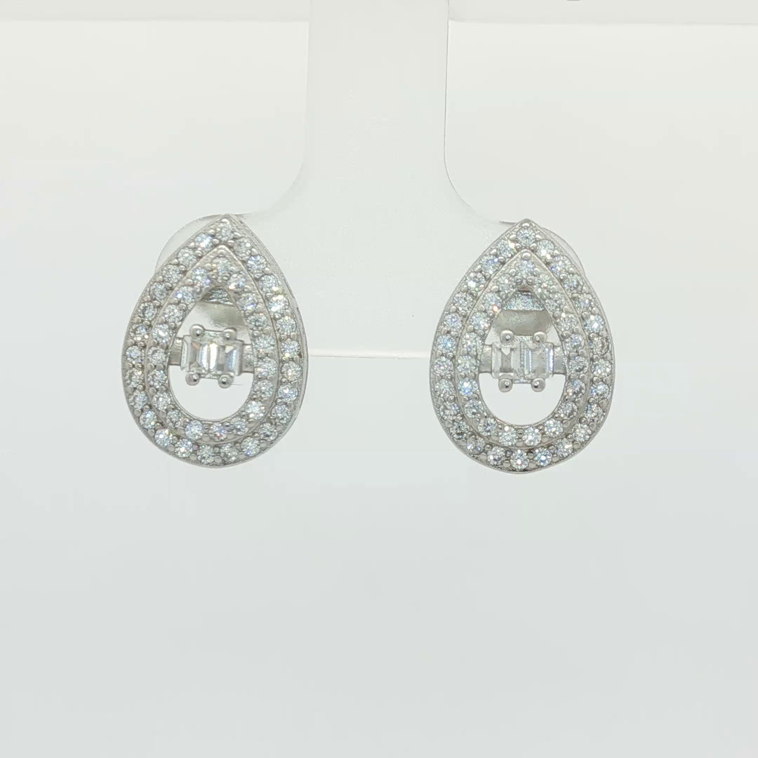 Pear Shape Timeless 925 Silver Necklace & Earrings Set for Women