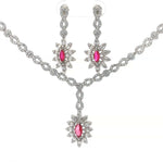 Load image into Gallery viewer, Elegant 925 Sterling Silver Necklace Set with Crystal Pendant &amp; Stud Earrings