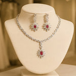 Load image into Gallery viewer, Elegant 925 Sterling Silver Necklace Set with Crystal Pendant &amp; Stud Earrings