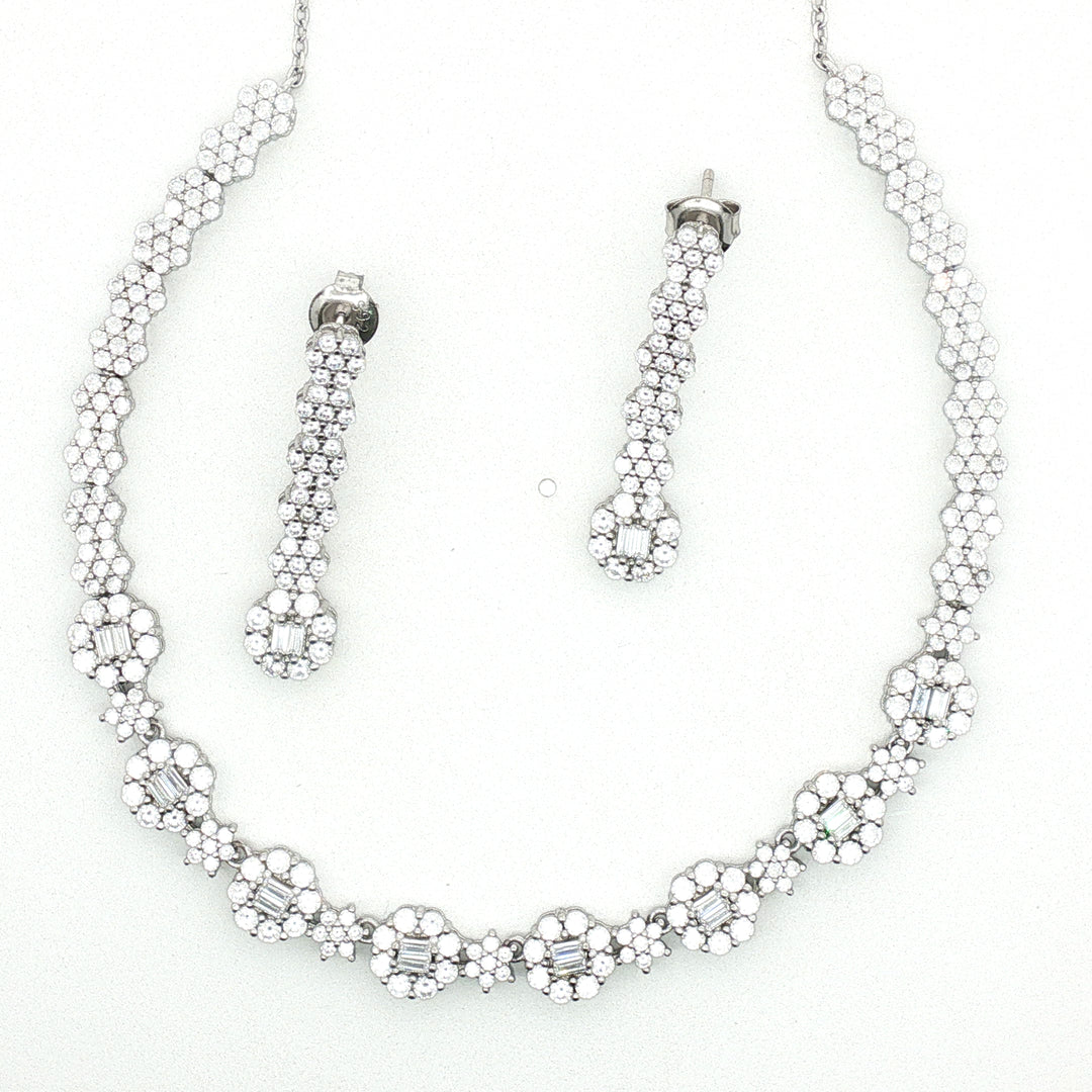 Premium 925 Silver Necklace & Earrings Set for Women