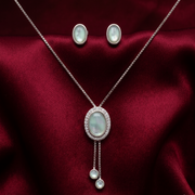 925 Sterling Silver Necklace with Earring Set Studded With Cubic Zircons